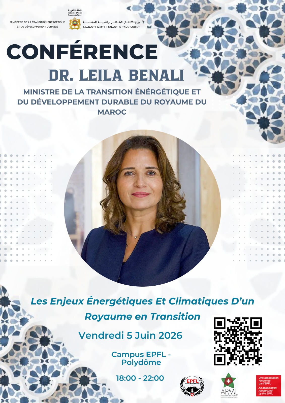 Conférence Dr. Leila Benali — 8 mai 2026